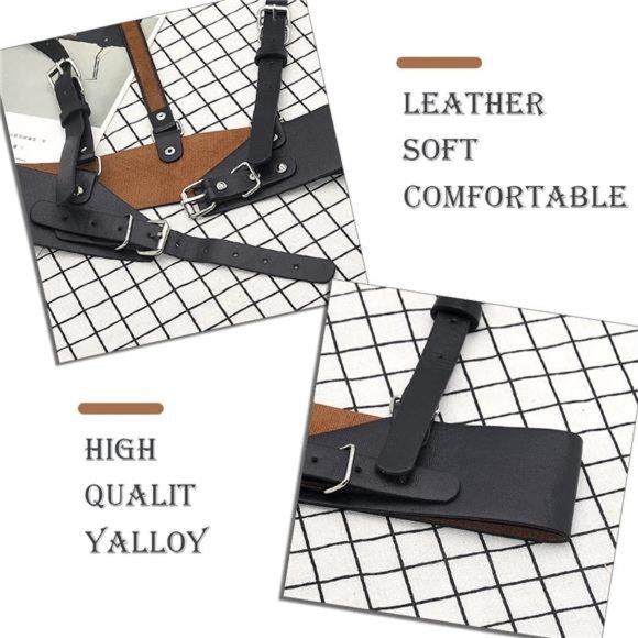 HLJA Waist Punk Harness Belt Fashion Body Chain Black Leather Goth Rave Adjustab main image 4